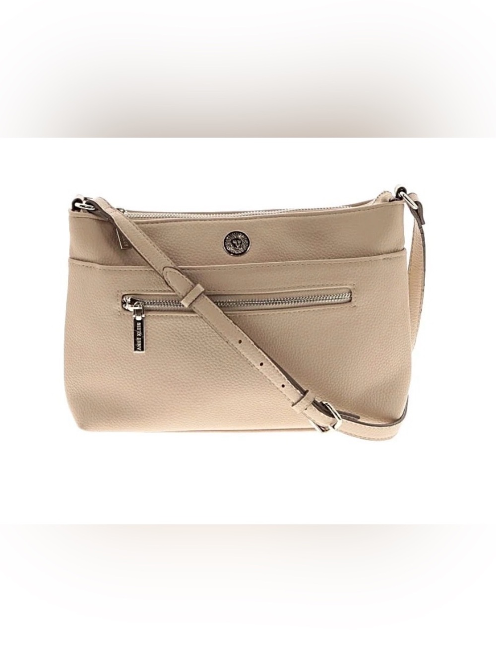 Anne Klein Blush Pink Pebbled Crossbody with Gold Hardware